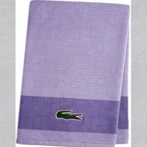 LACOSTE Purple Lilac Big Crocodile Bath Towel Measures 30" x 52"